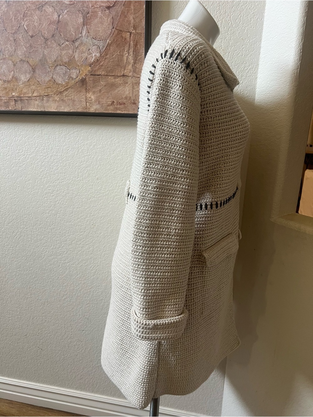 Odd Molly Cream Crochet Button-Front Women's Sweater Coat GUC Large - Picture 4 of 16